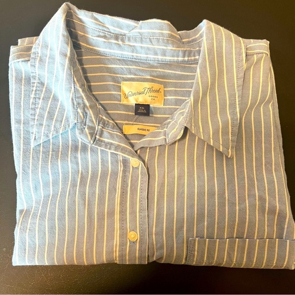 Universal Thread Classic Fit Striped Button-Down Shirt Blue/White, XXL - Picture 2 of 4
